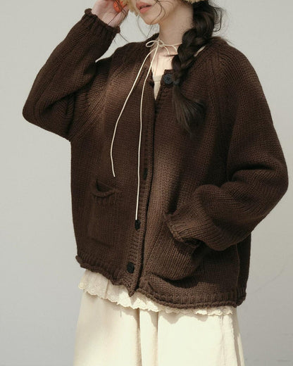 フォークポケットニットカーディガン 10179