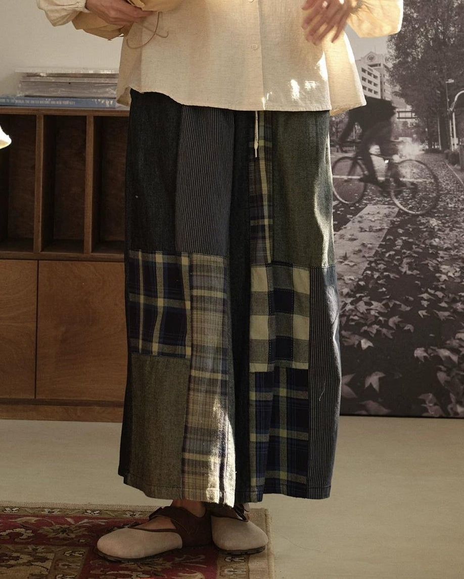ヴィンテージチェックデニムワイドパンツ 10280