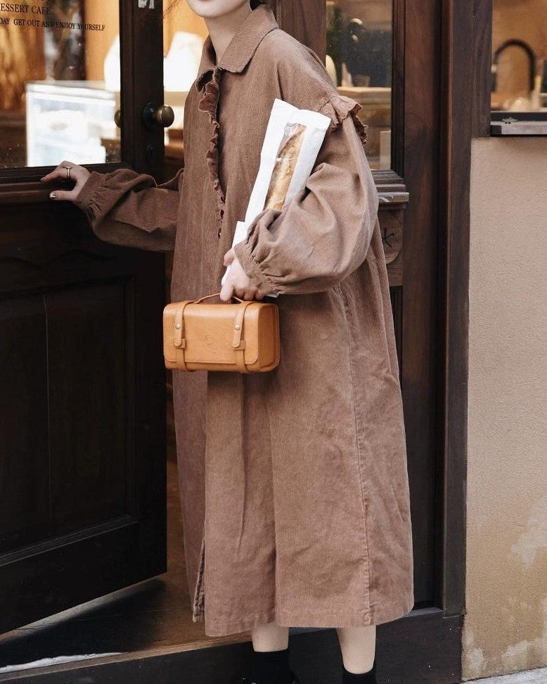 フィヨルドレースコーデュロイロングワンピース 10103