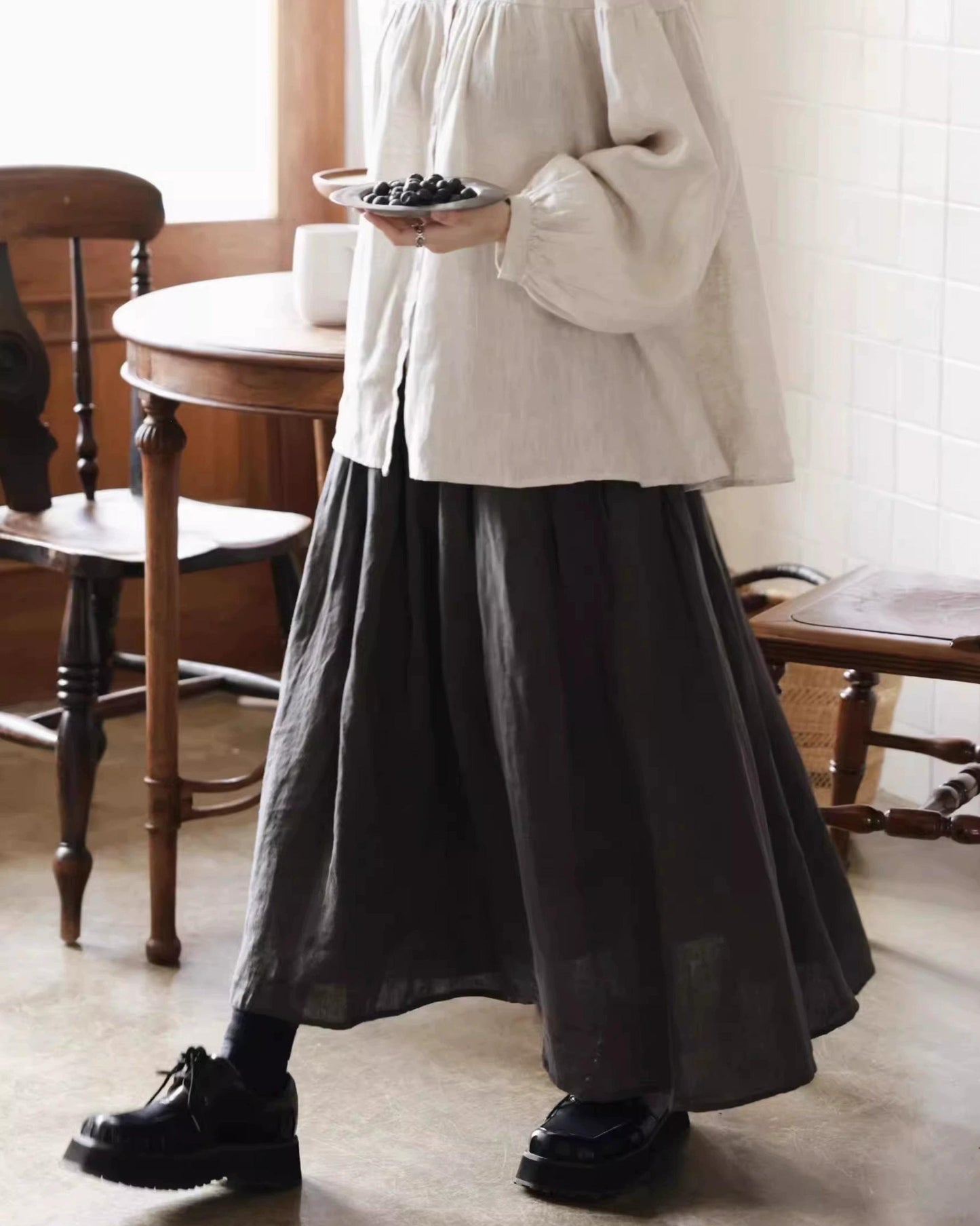 ナチュラルギャザーフレアスカート 10080