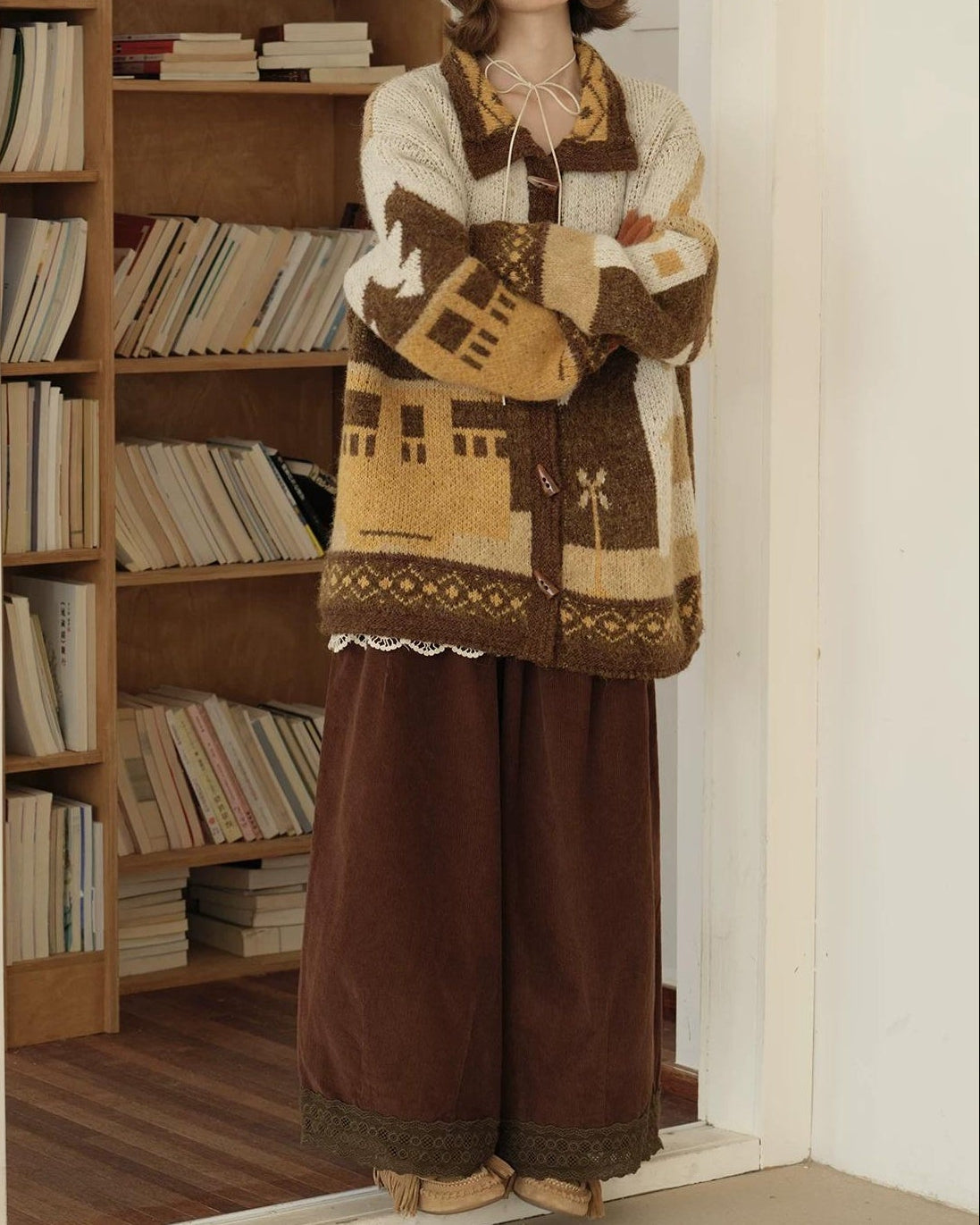 スカンディウッドパターンニットカーディガン 10165