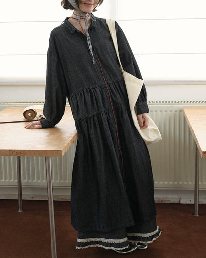 デニムロングルーズワンピース 10211