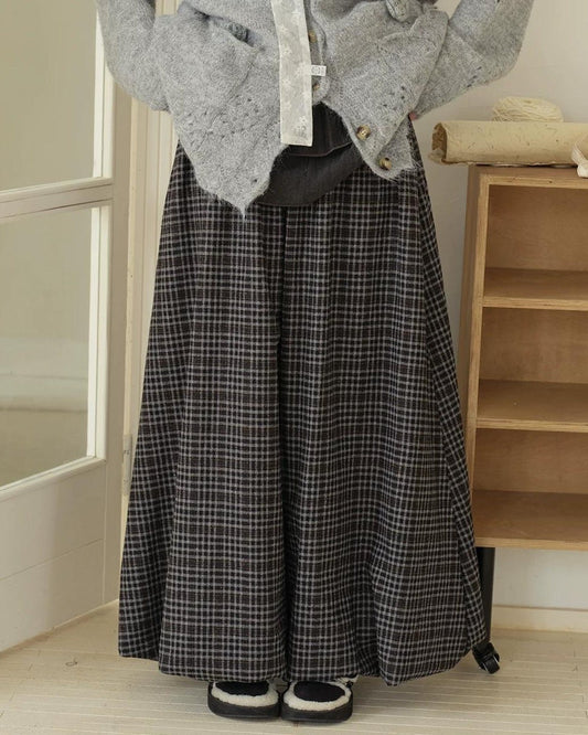 ラップランドレトロチェックロングスカート 10192