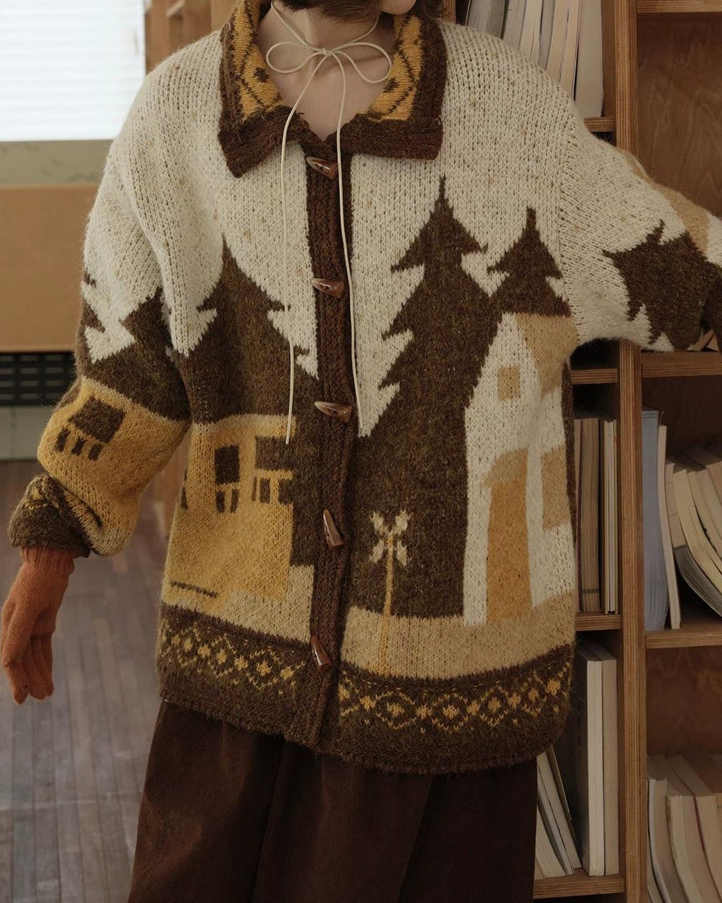 スカンディウッドパターンニットカーディガン 10165