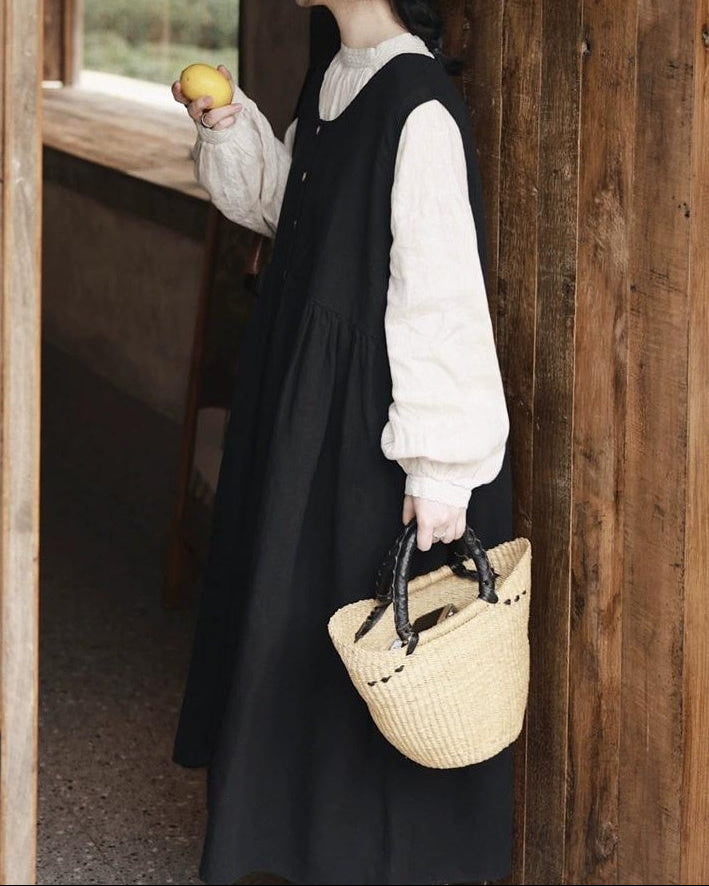 ハーフボタンハイウエストベストワンピース 10041