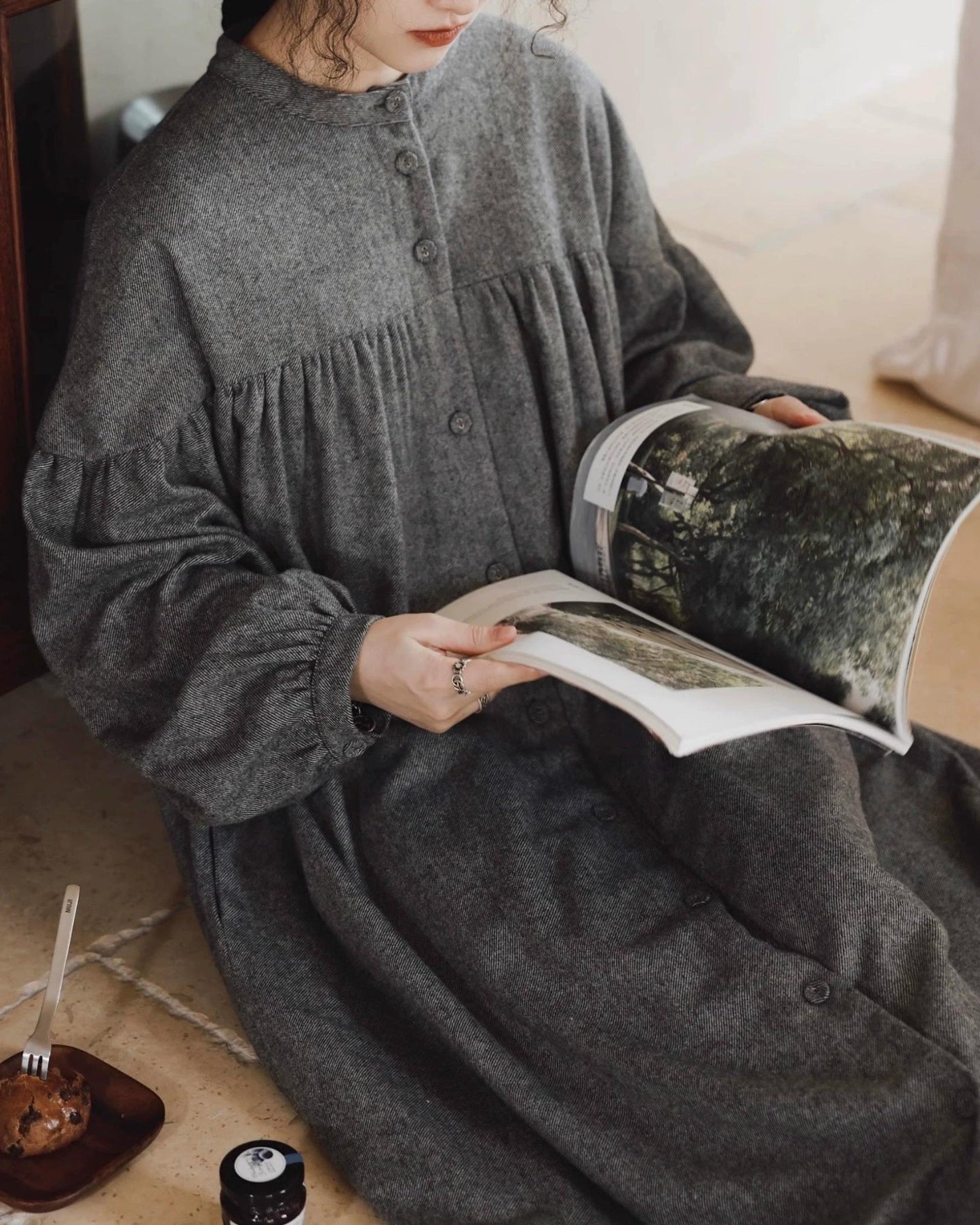 ハイウエストパフフレアワンピース 10068