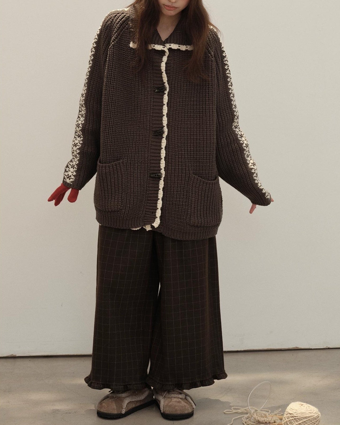 フリルレトロチェックワイドパンツ 10142