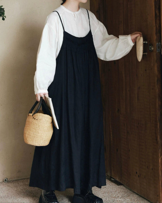 バックボタンリボンストラップワンピース 10016