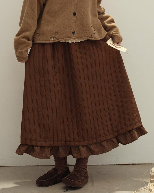 レトロチェックパッチキルトスカート 10135