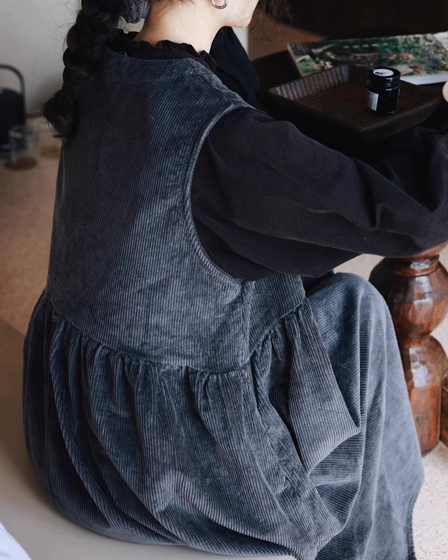 ハーフボタンコーデュロイベストワンピース 10062