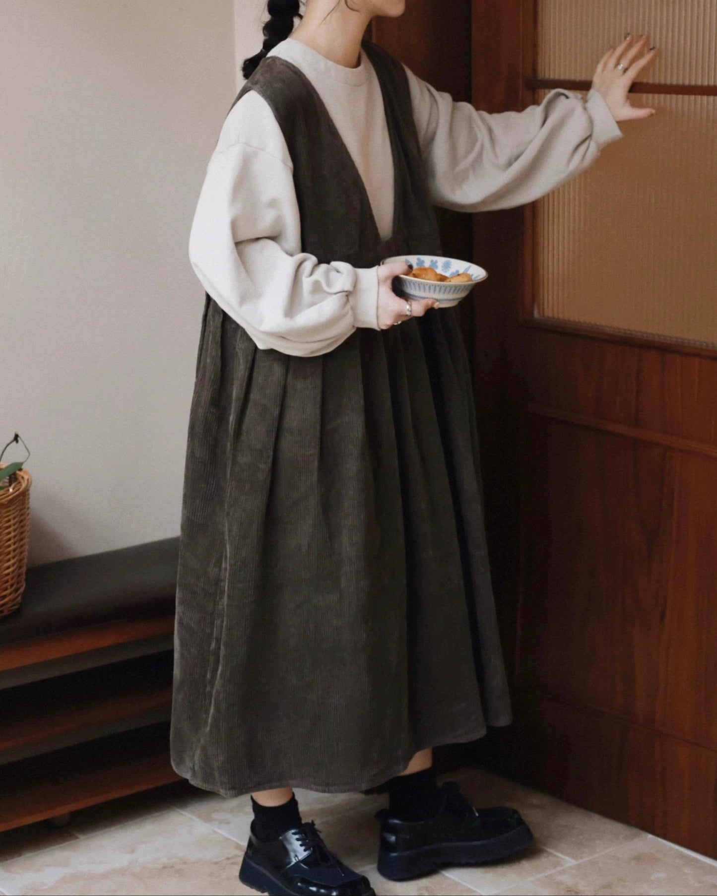 ハイウエストレトロベストワンピース 10036