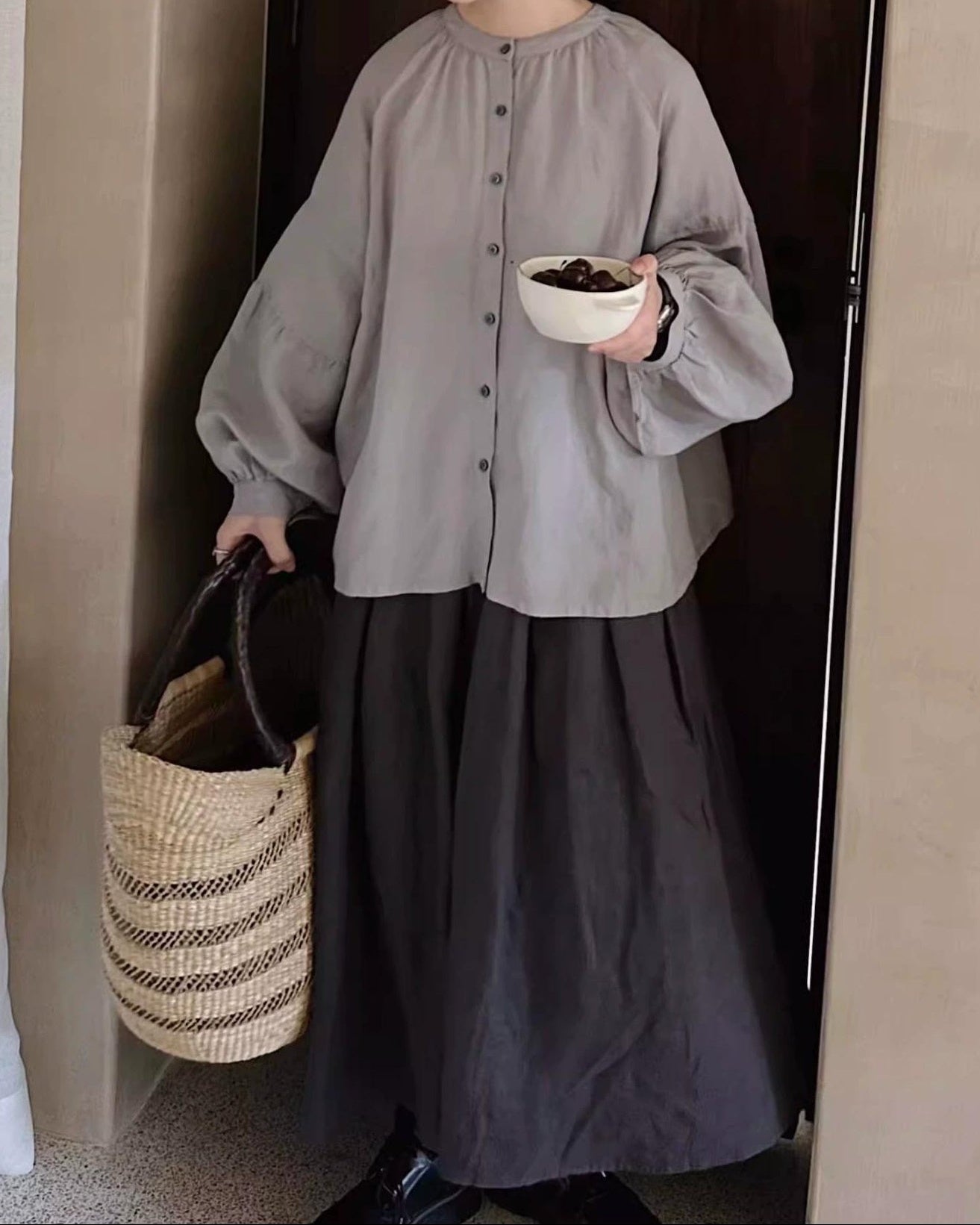 ウエストゴムリラックスロングスカート 10055