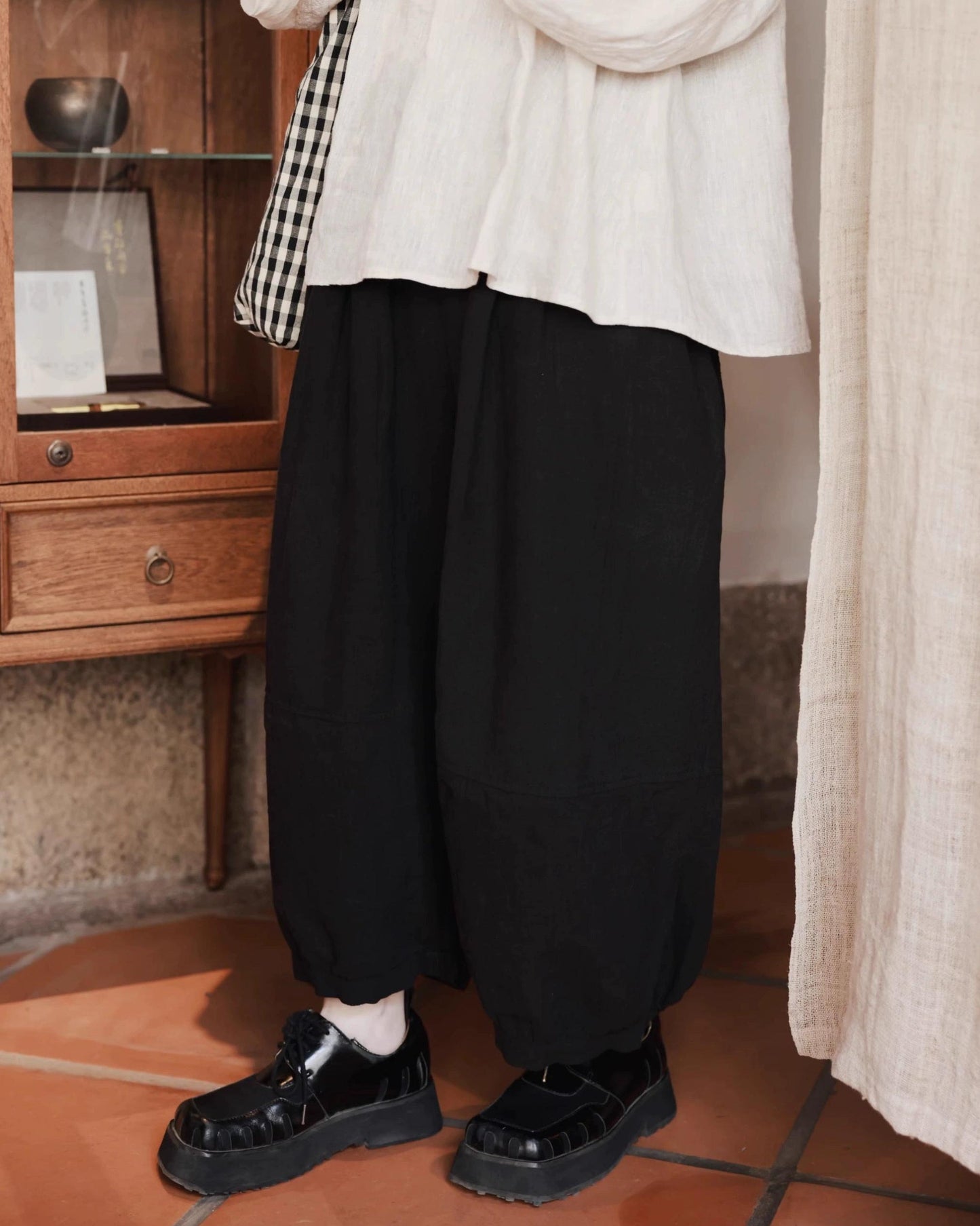ハイウエストランタンレトロパンツ 10054