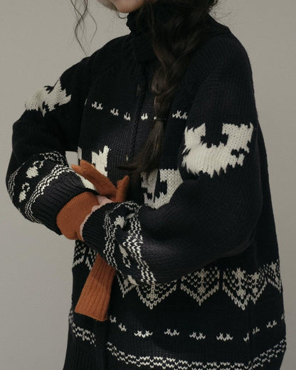 スノーパターンハイネックニットカーディガン 10173