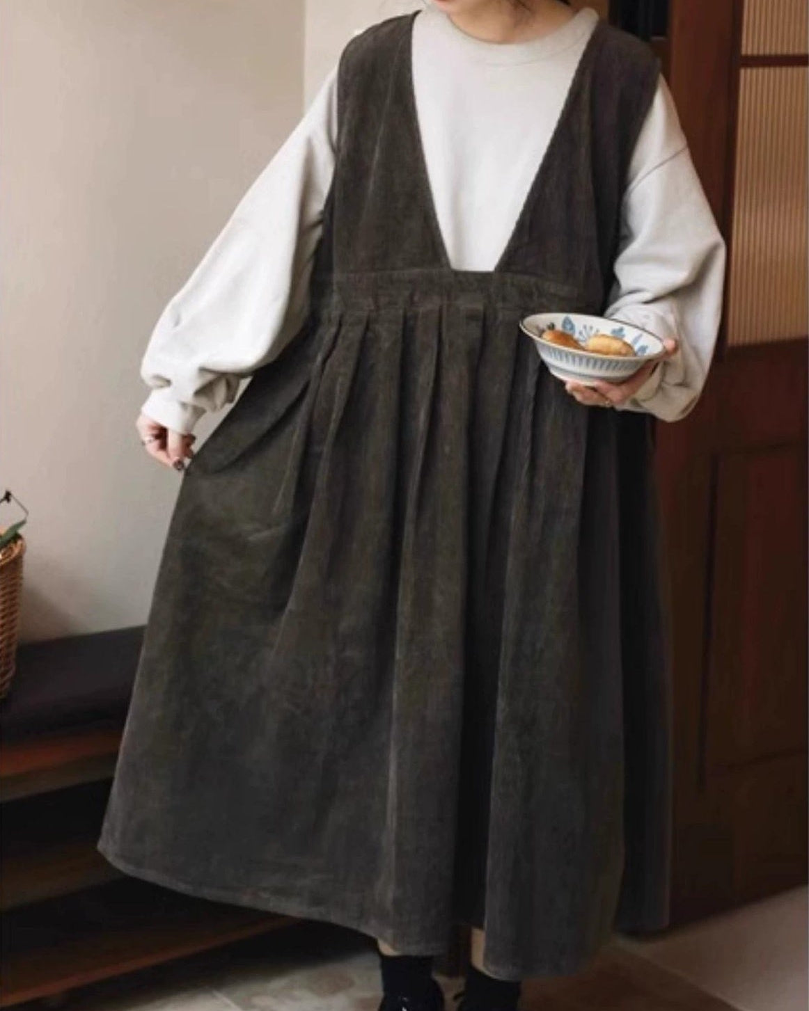 ハイウエストレトロベストワンピース 10036