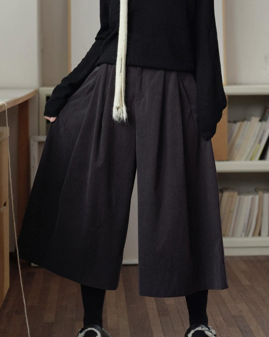 ノーブルコーデュロイミドルワイドパンツ 10158