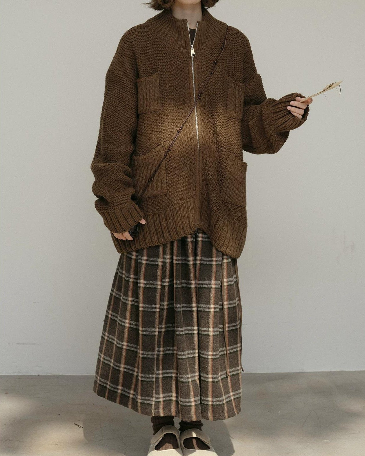 ハイネックジッパーポケットカーディガン 10174