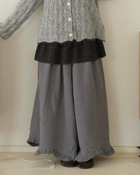 ティアードストライプ スカートライクパンツ 10193