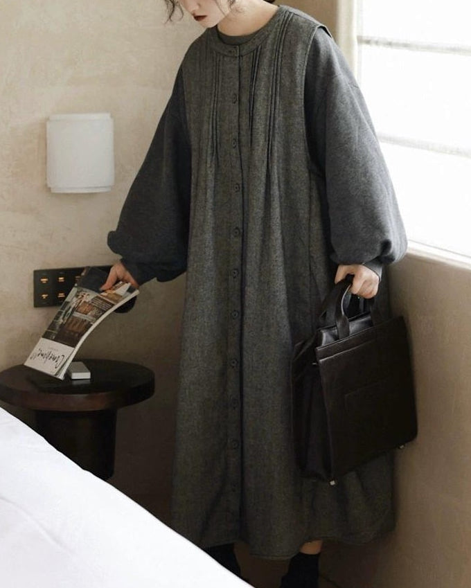 ピンタックシャツベストワンピース 10029