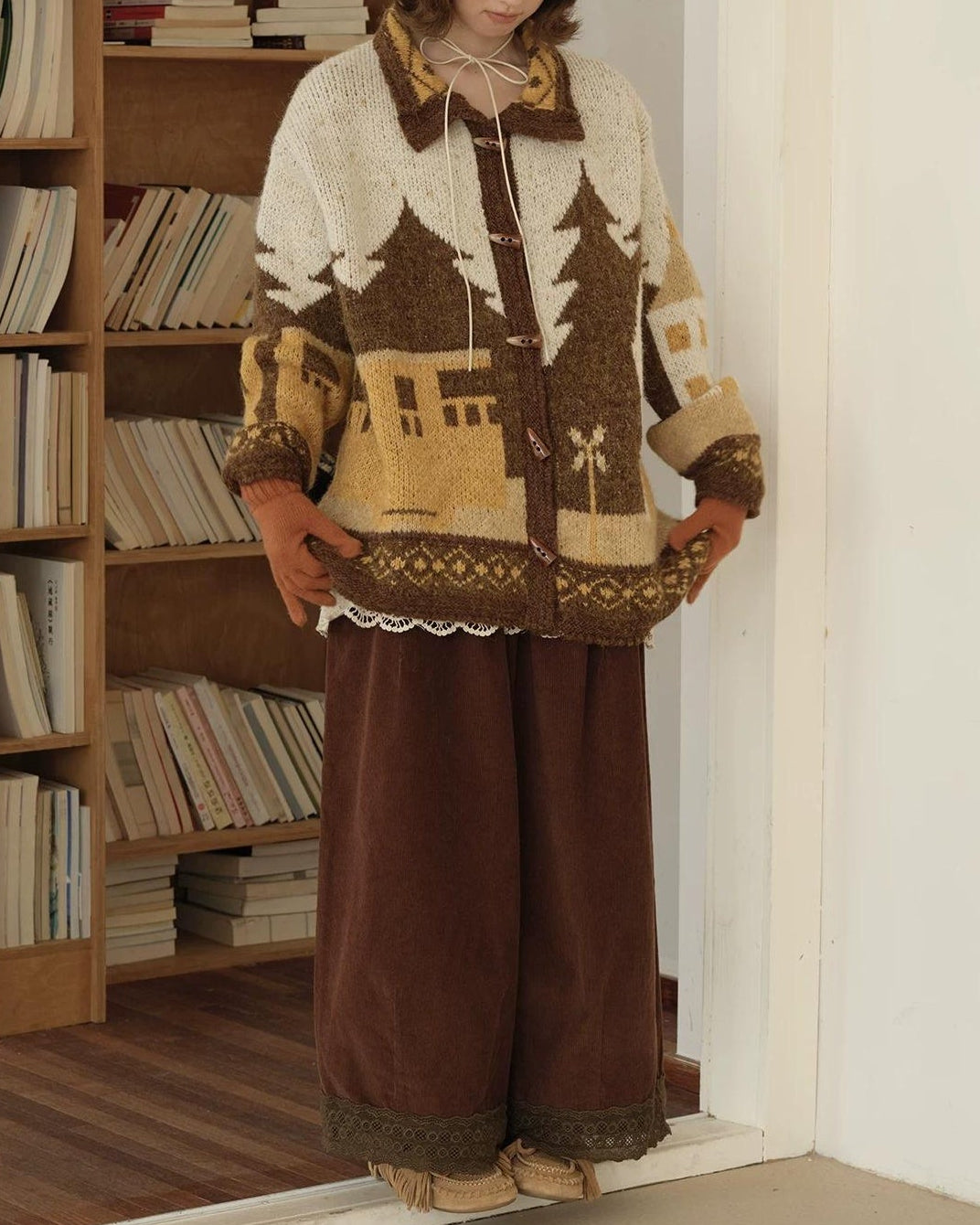 スカンディウッドパターンニットカーディガン 10165
