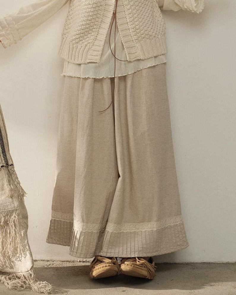 フォルムラゴムプリーツワイドパンツライン 10342
