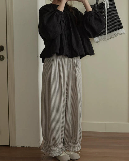 フリルヘムストライプワイドレッグ 10276