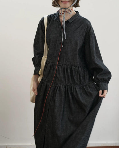 デニムロングルーズワンピース 10211