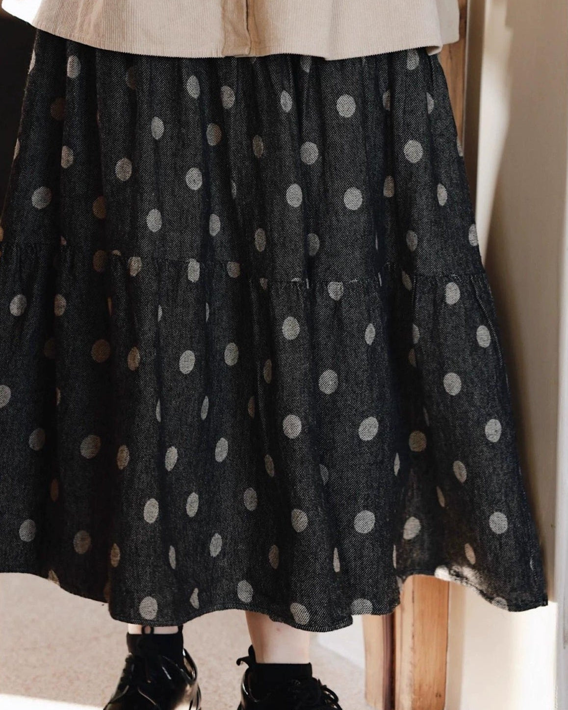 ドット柄フレアくすみスカート 10073