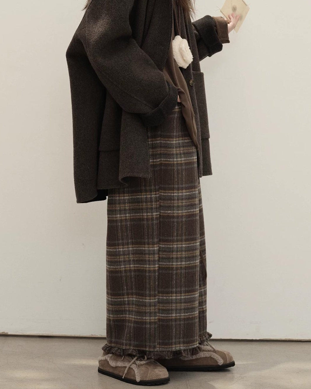 メロウチェックウールワイドパンツ 10149