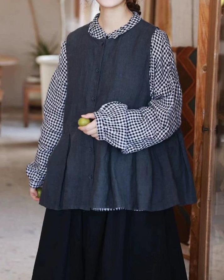 クラシックチェックフレアブラウス 10096
