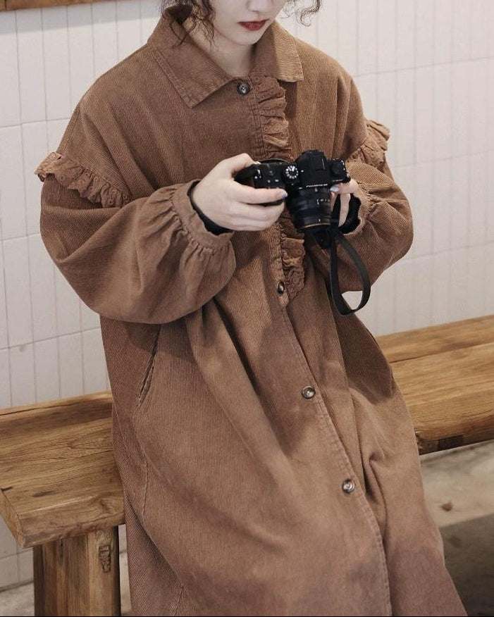 フィヨルドレースコーデュロイロングワンピース 10103