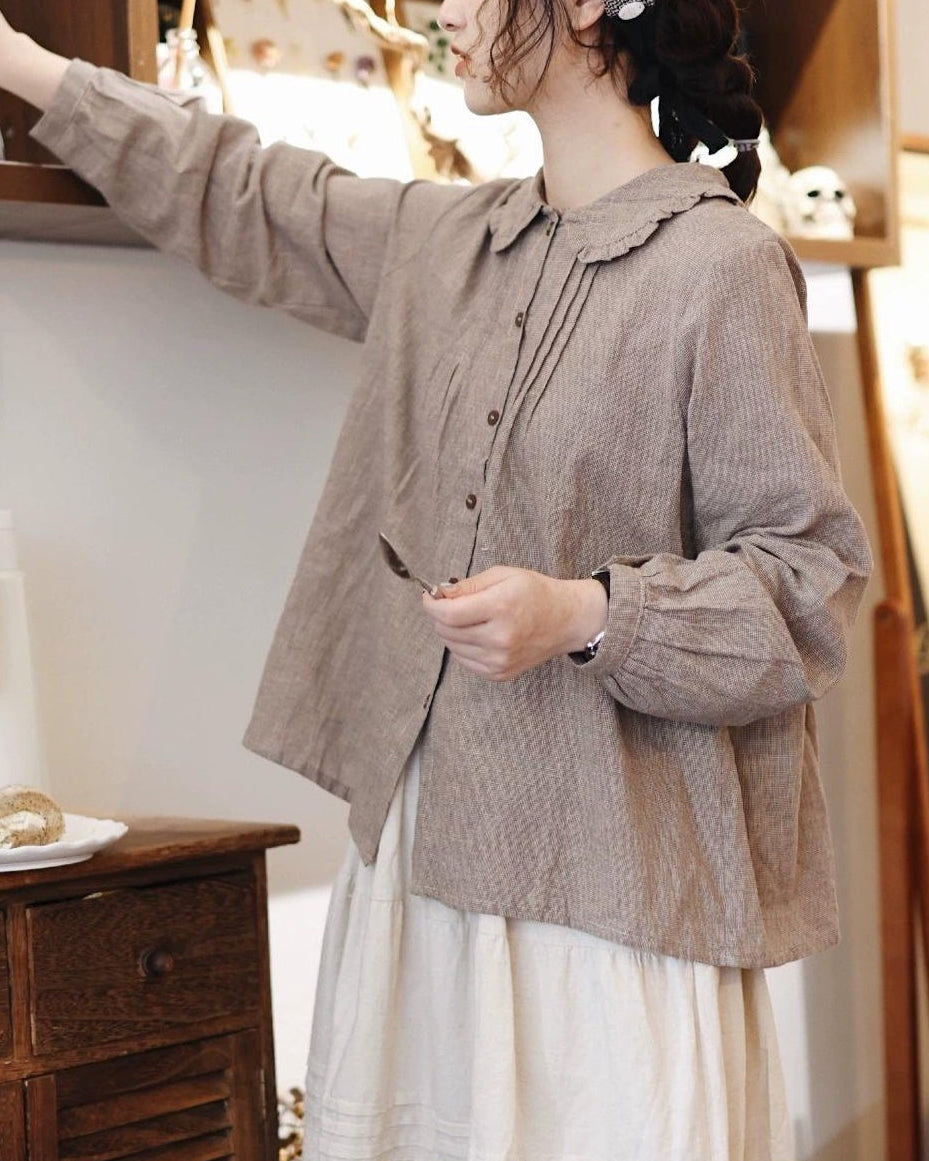 ラウンドカラーフリルピンタックブラウス 10009