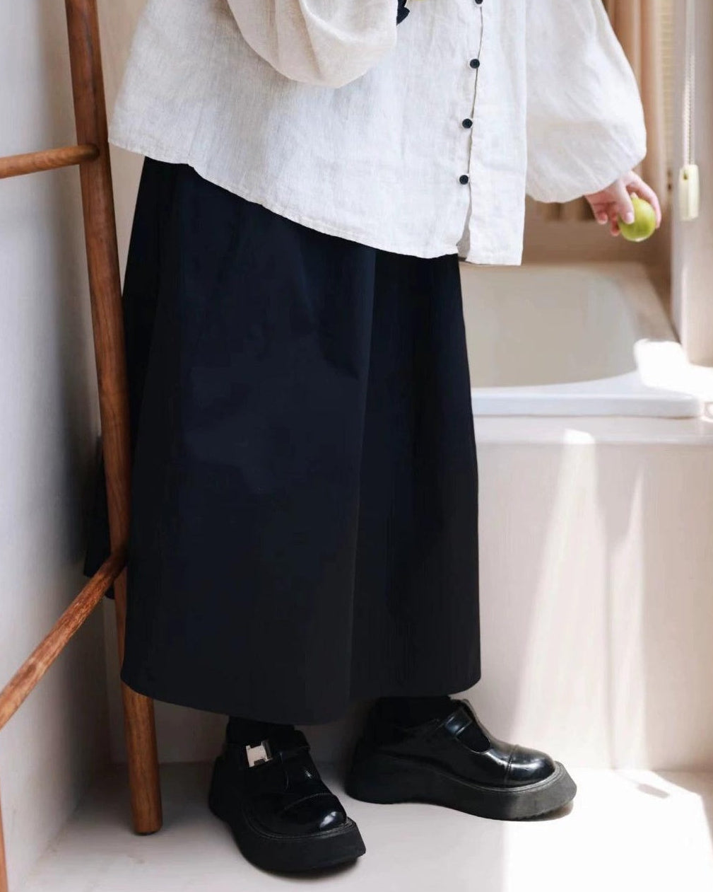 ナチュラルラインロングミディスカート 10097