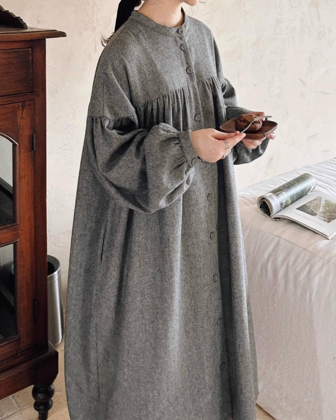 ハイウエストパフフレアワンピース 10068