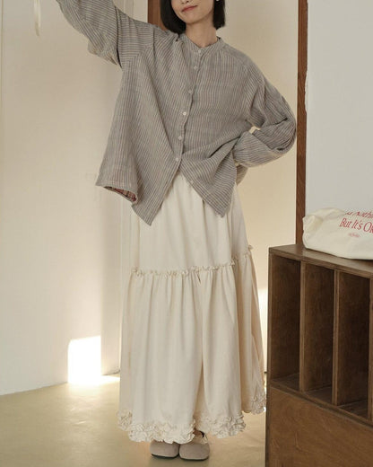 ストライプスリムバンドブラウス 10279