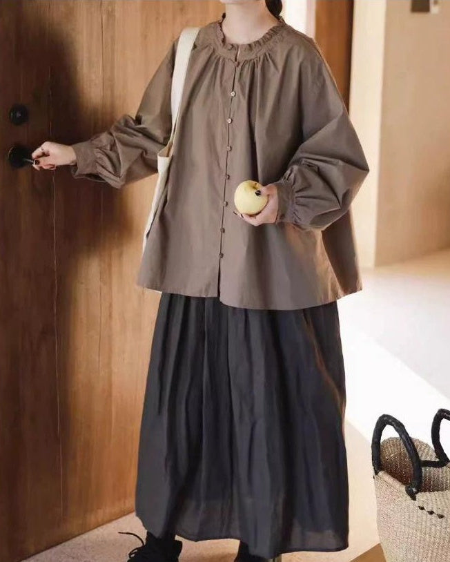 フリルカラーフレアブラウス 10023