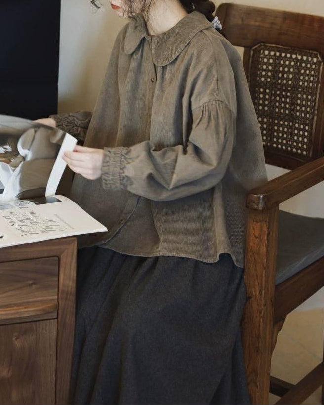 ラウンドカラーフレアブラウス 10071