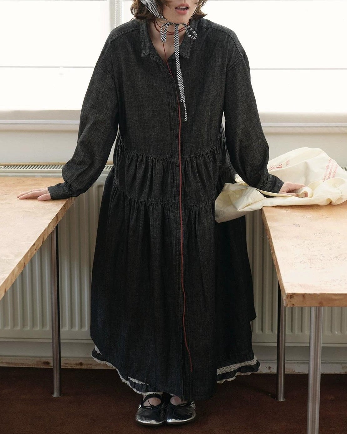 デニムロングルーズワンピース 10211