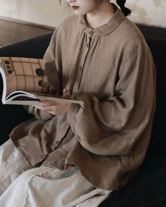 ラウンドカラーリラックスパフブラウス 10052