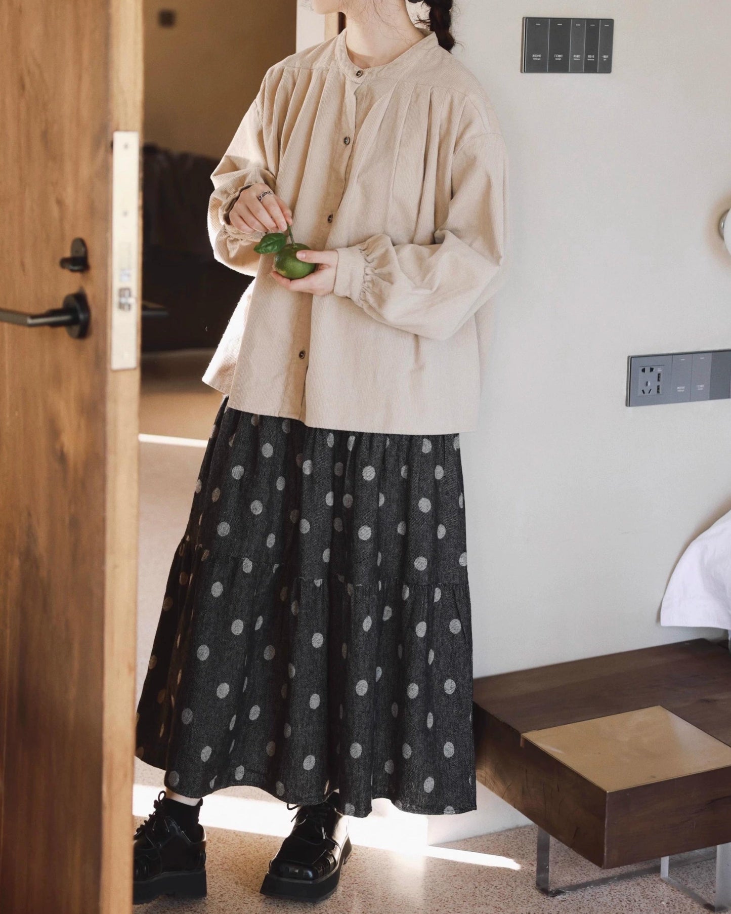 ドット柄フレアくすみスカート 10073