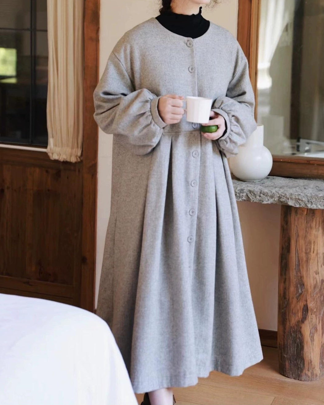 ハイウエストリネアシャツワンピース 10090
