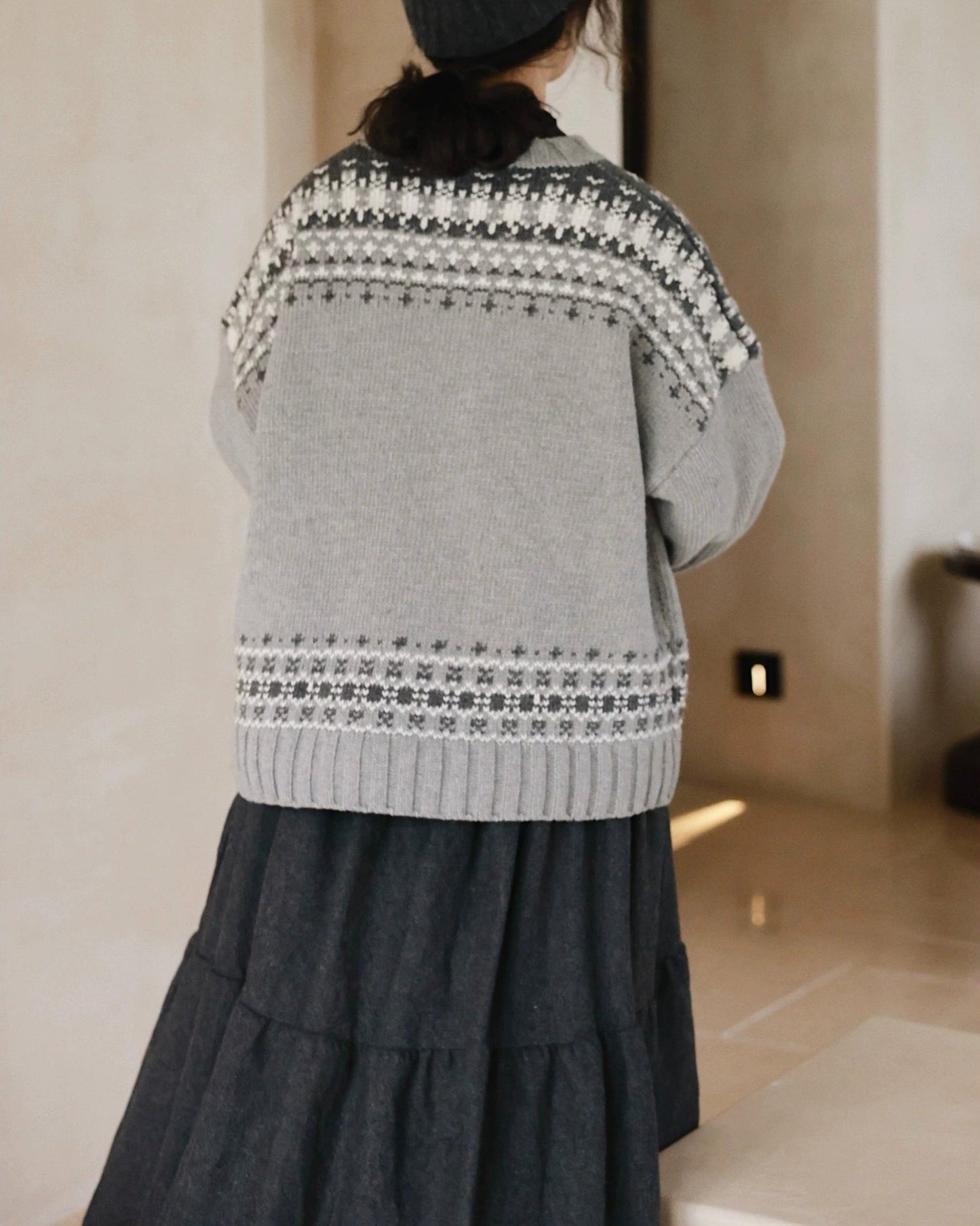 ラウンドネックノルディックニットプルオーバー 10027