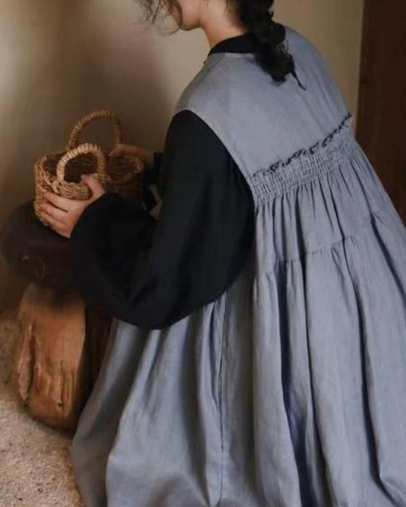 バンドカラーバックボタンブラウス 10011