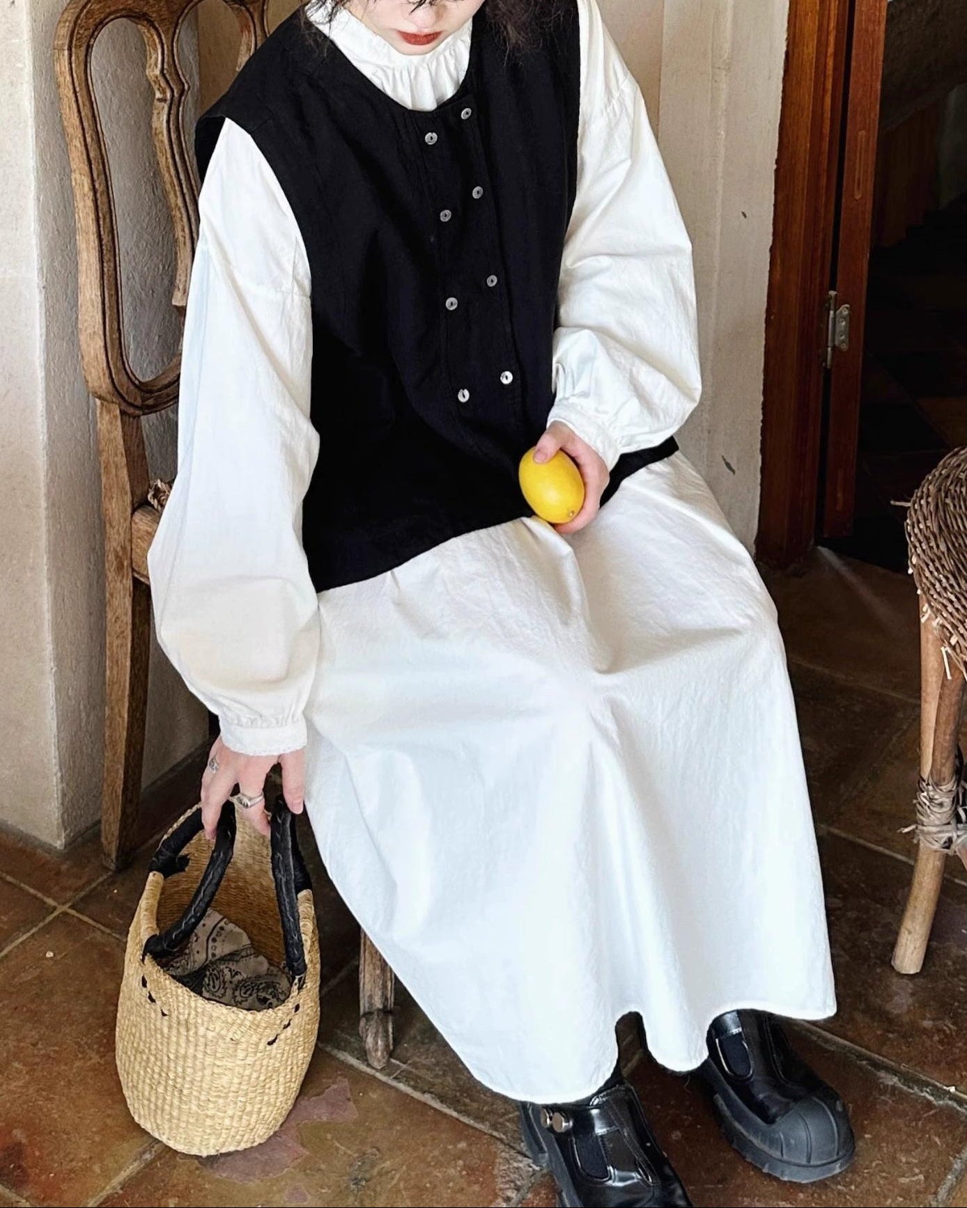 バックボタンバンドリラックスワンピース 10044