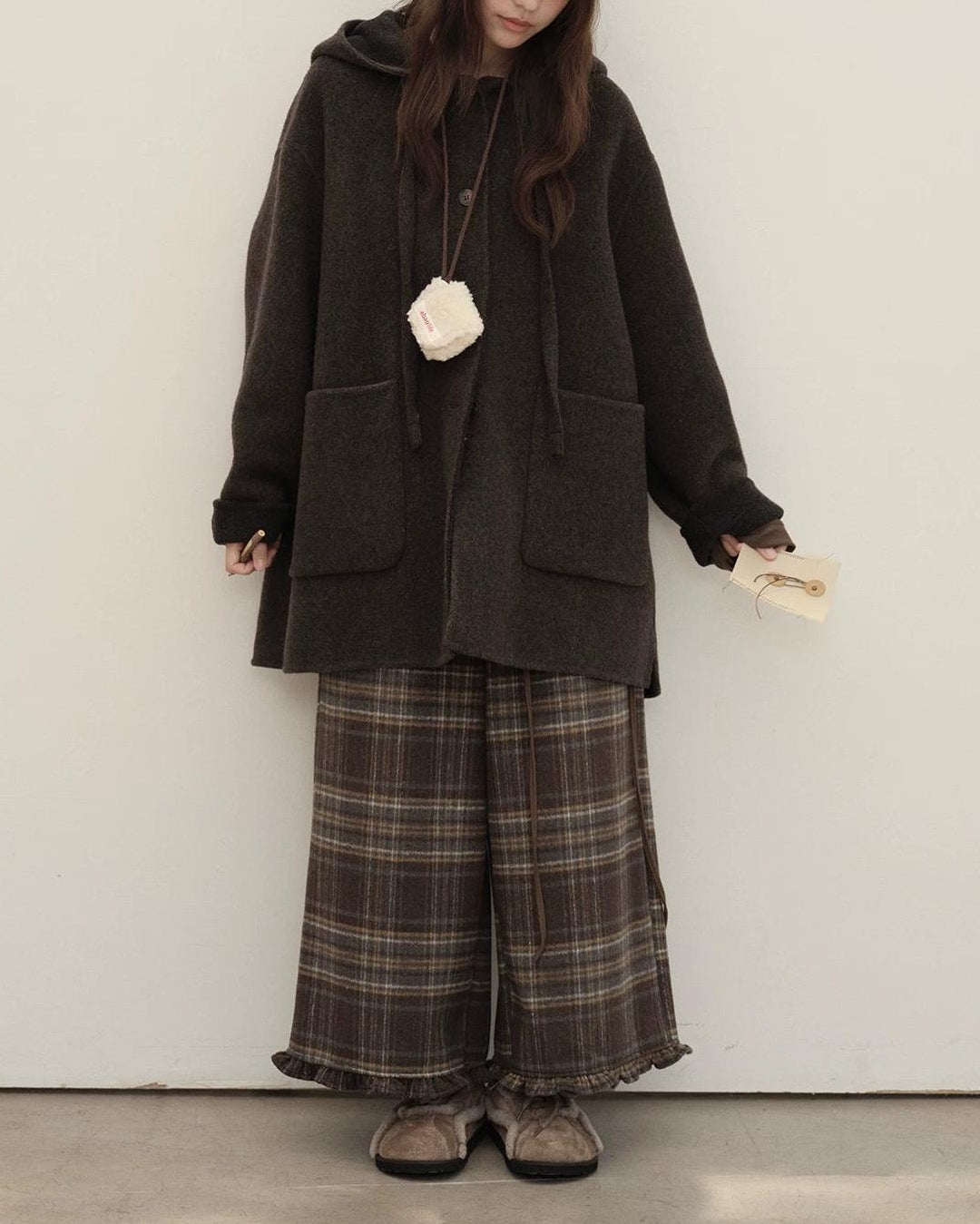 メロウチェックウールワイドパンツ 10149