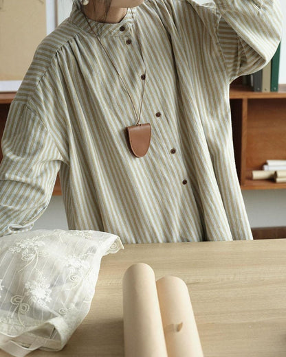 ノルヴァリーナロングバンドカラーストライプブラウス 10298