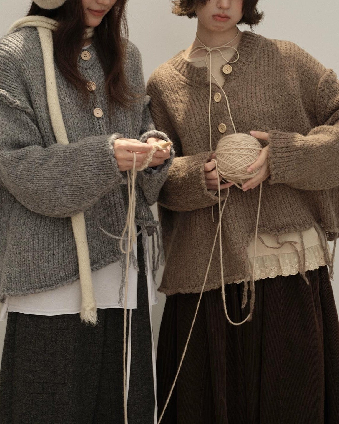 アートタッセルハーフボタンニット 10139