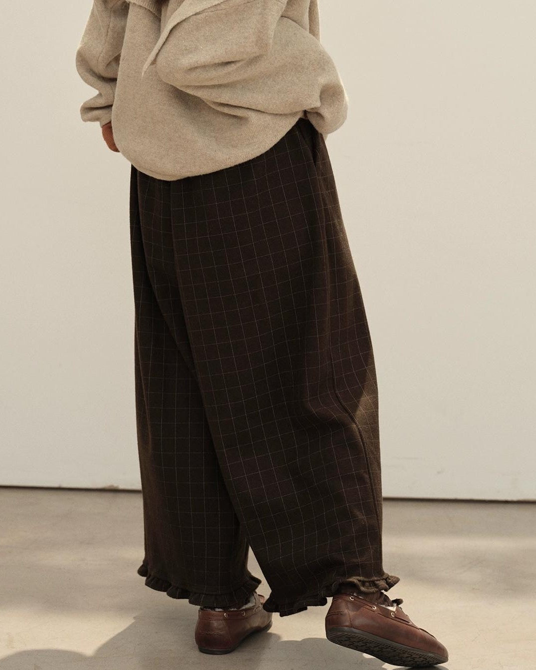 フリルレトロチェックワイドパンツ 10142