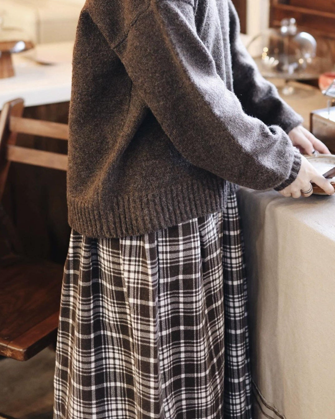 ミュークチェックAラインスカート 10111