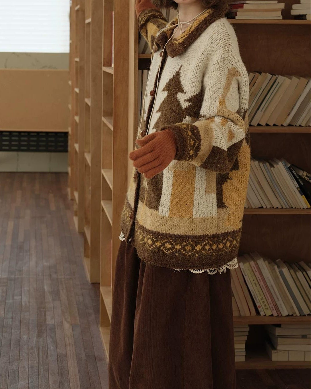 スカンディウッドパターンニットカーディガン 10165